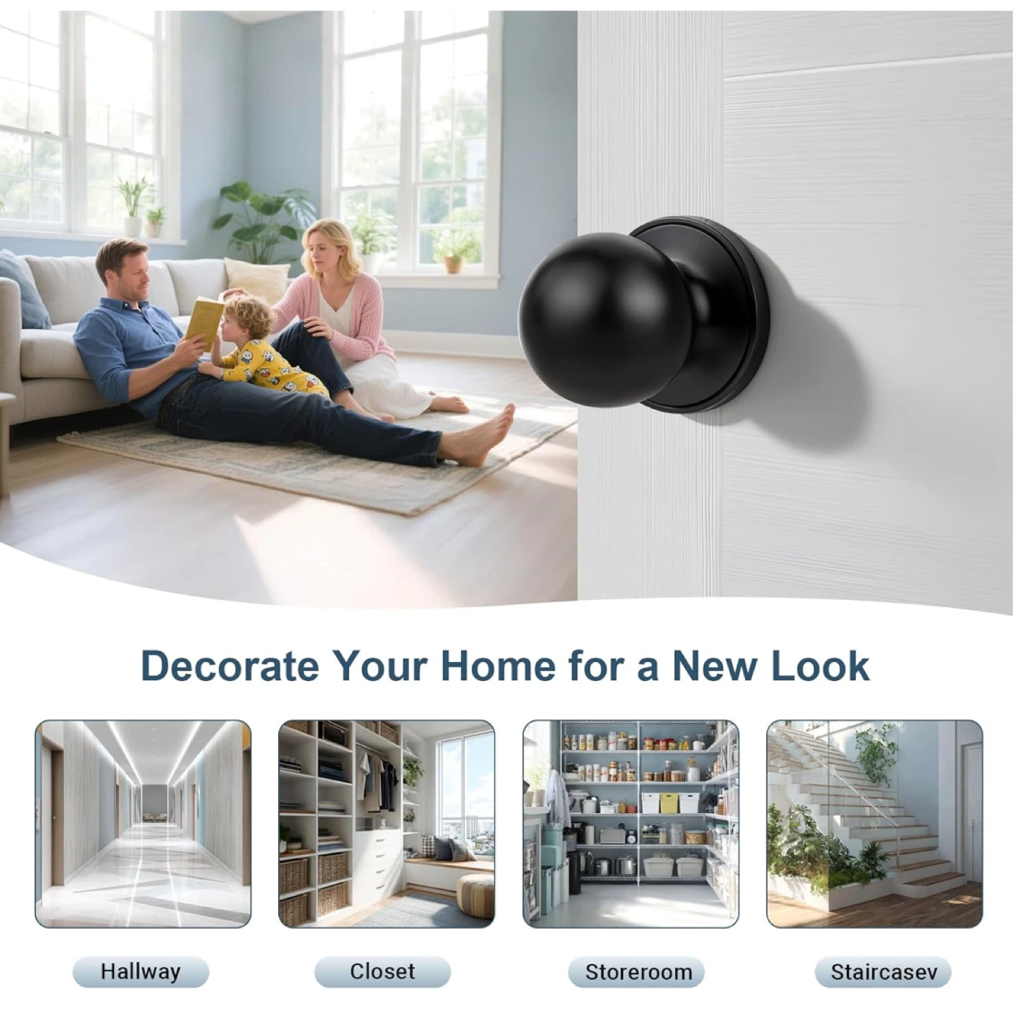 Matte Black Passage Door Knob 5 pieces - photo 4
