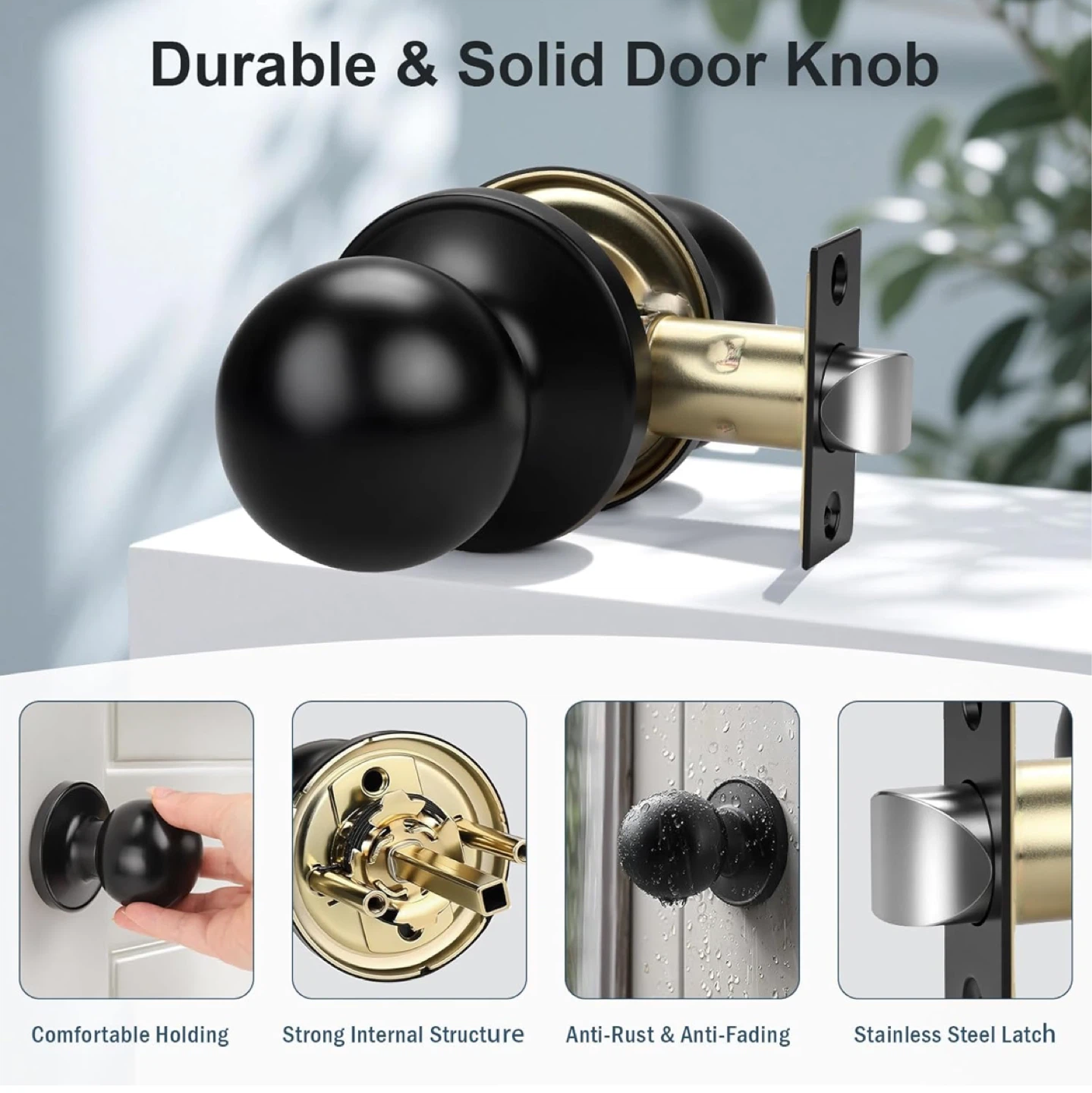 Matte Black Passage Door Knob 5 pieces - photo 5