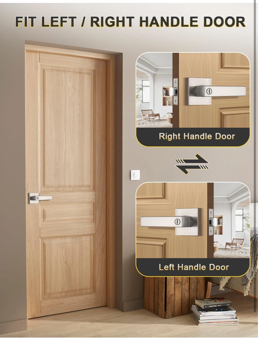 Stainless Steel Interior Door Lever Lock Set - Satin Nickel - photo 3