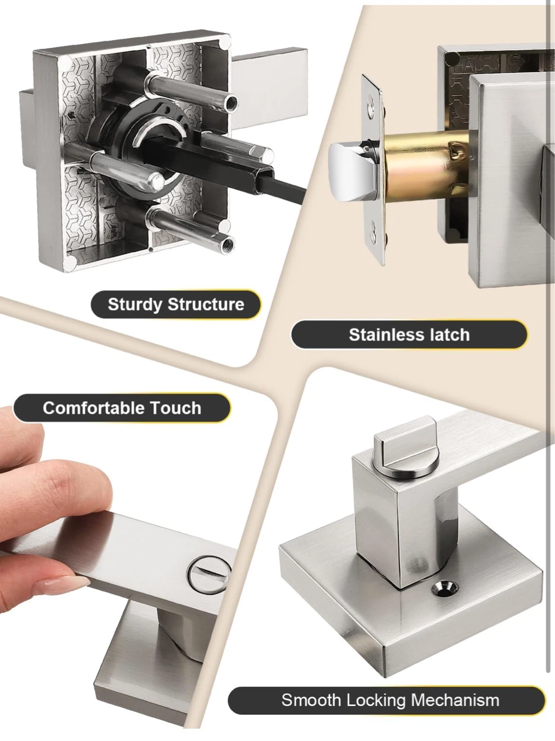 Stainless Steel Interior Door Lever Lock Set - Satin Nickel - photo 4