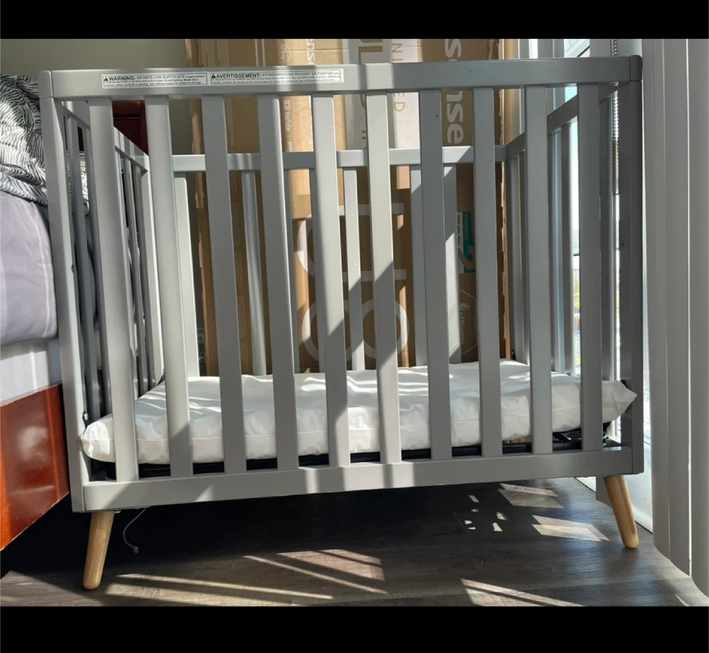 Children Mini Crib - Grey( Matress not included )