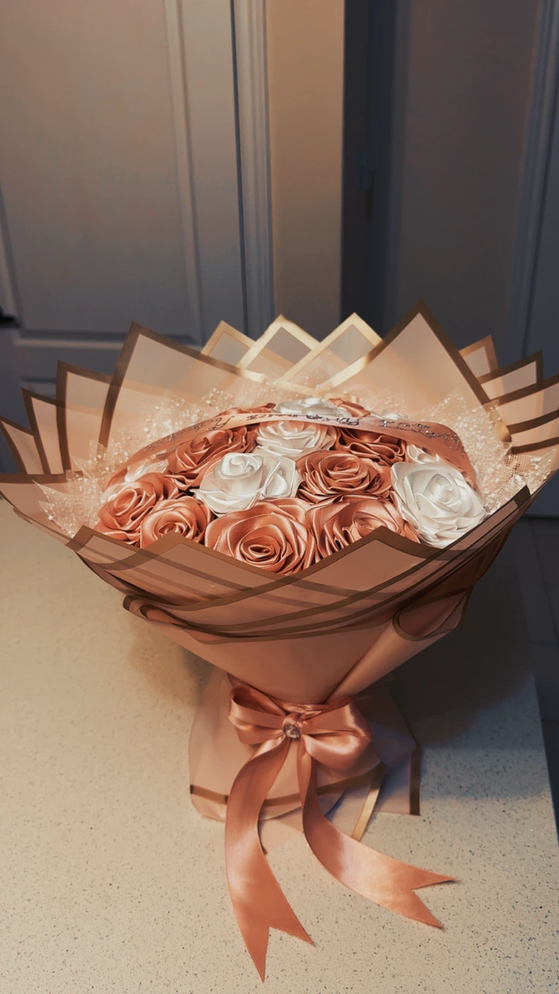 Satin Rose Bouquet - Happy Birthday