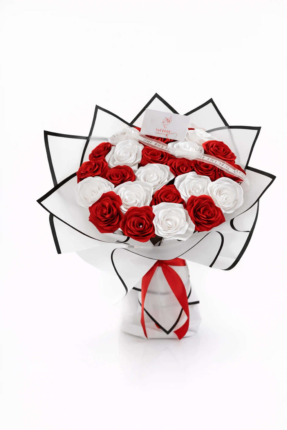 Curie Red and White Rose Bouquet