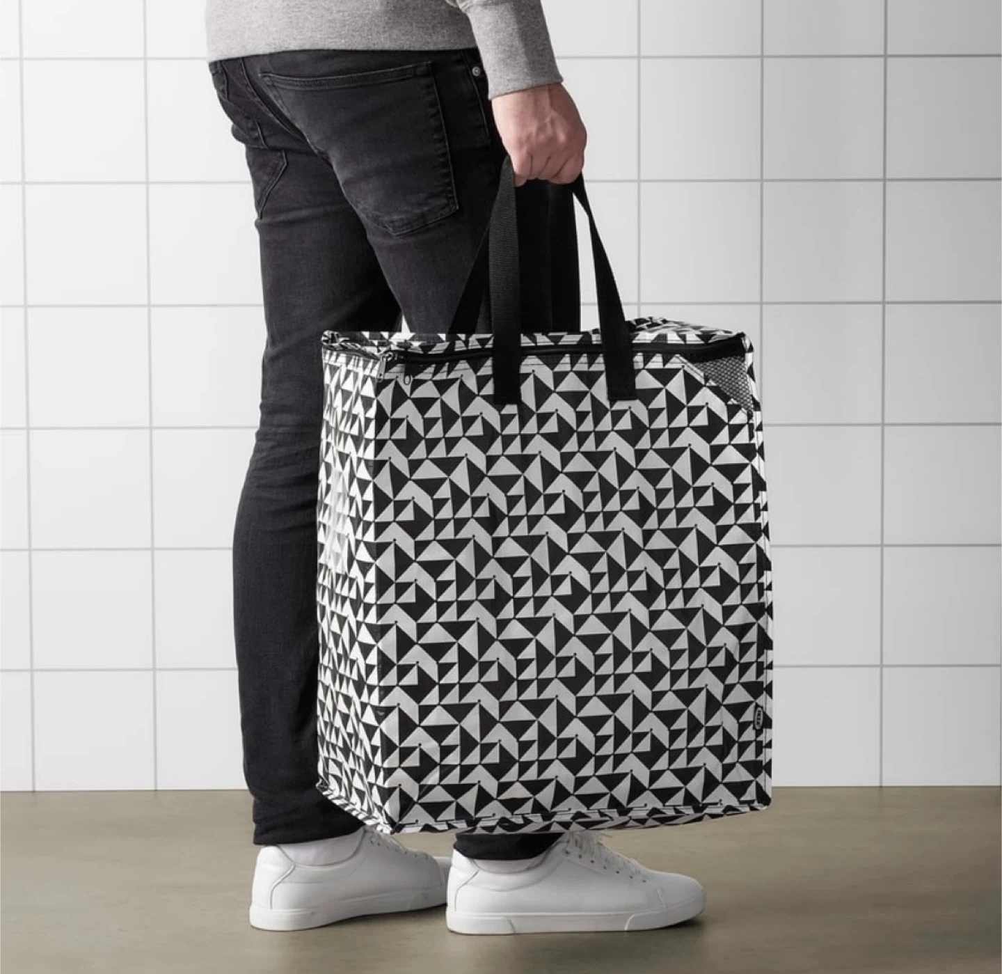 6 IKEA FINTORP Bag with Handle - Black & White Geometric Pattern - photo 3