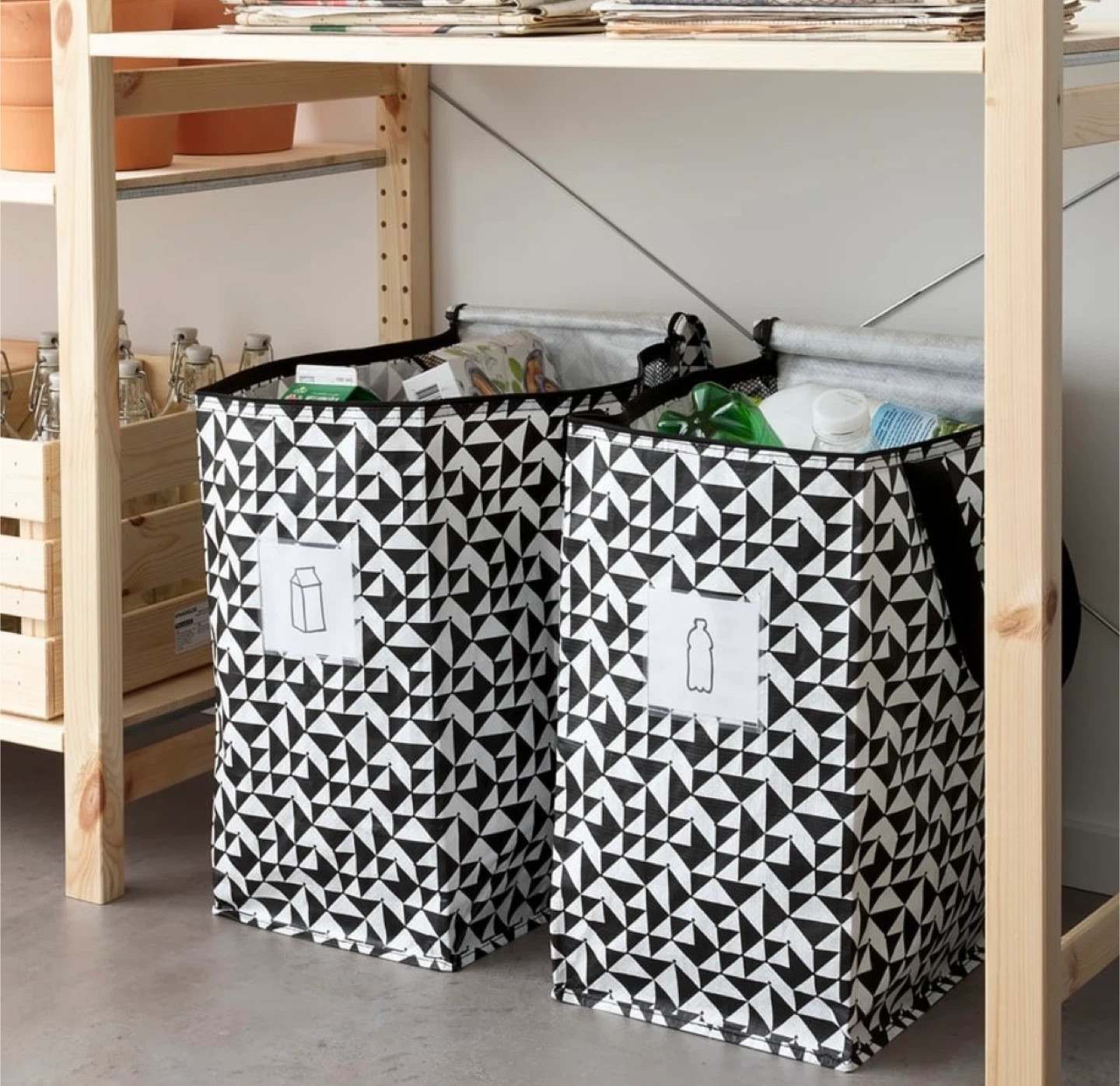 6 IKEA FINTORP Bag with Handle - Black & White Geometric Pattern - photo 2
