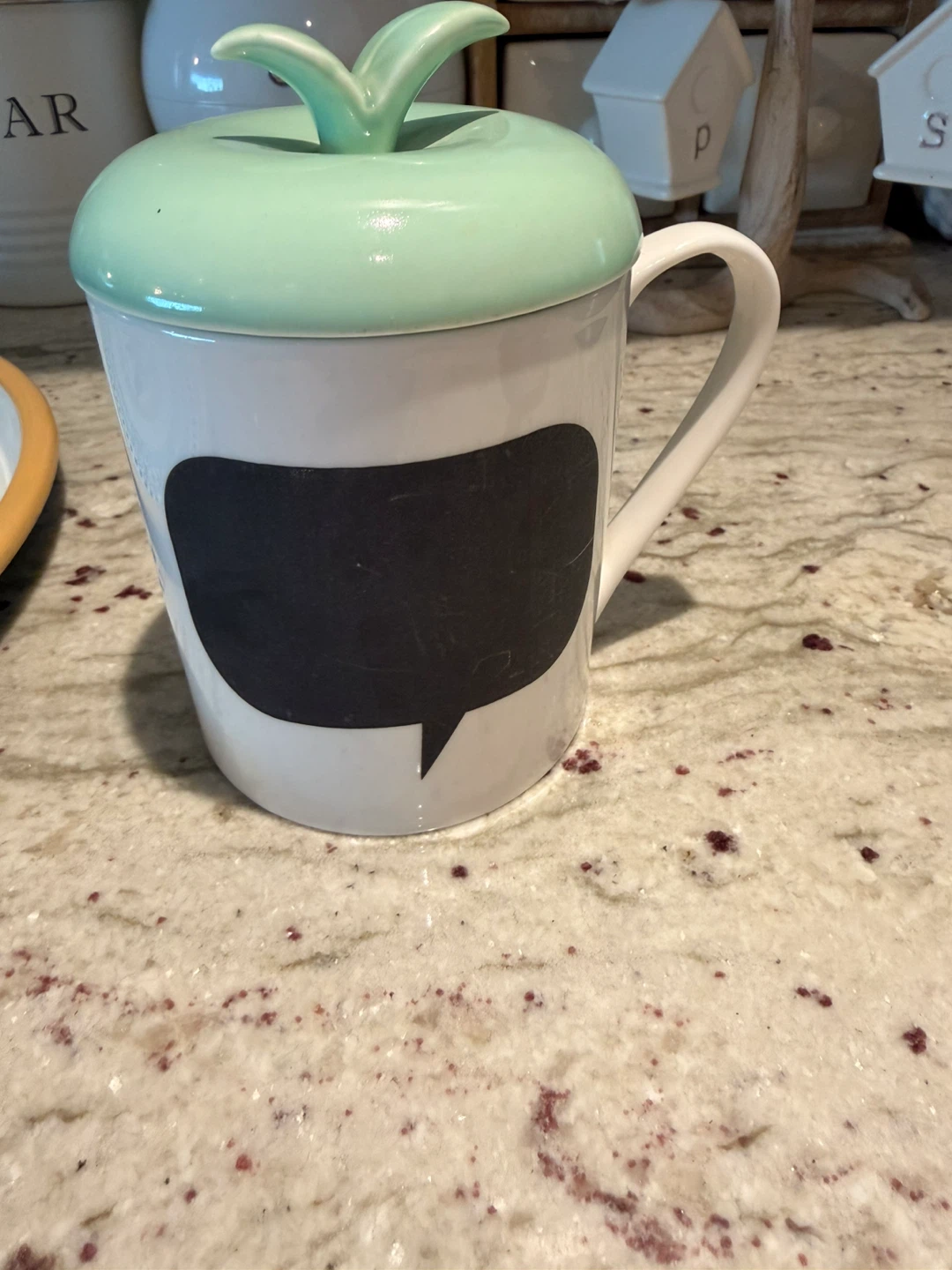 Mug with Chalkboard Speech Bubble and  Apple Lid🏆 - photo 2
