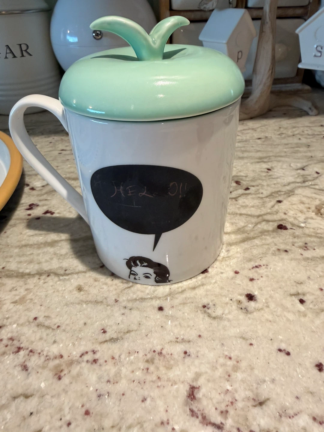Mug with Chalkboard Speech Bubble and  Apple Lid🏆