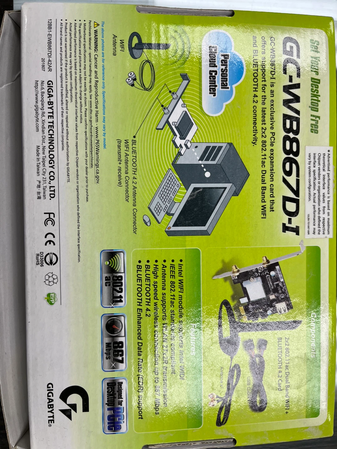 GIGABYTE GC-WB867D-I Dual Band WiFi + Bluetooth 4.2 Card - photo 2