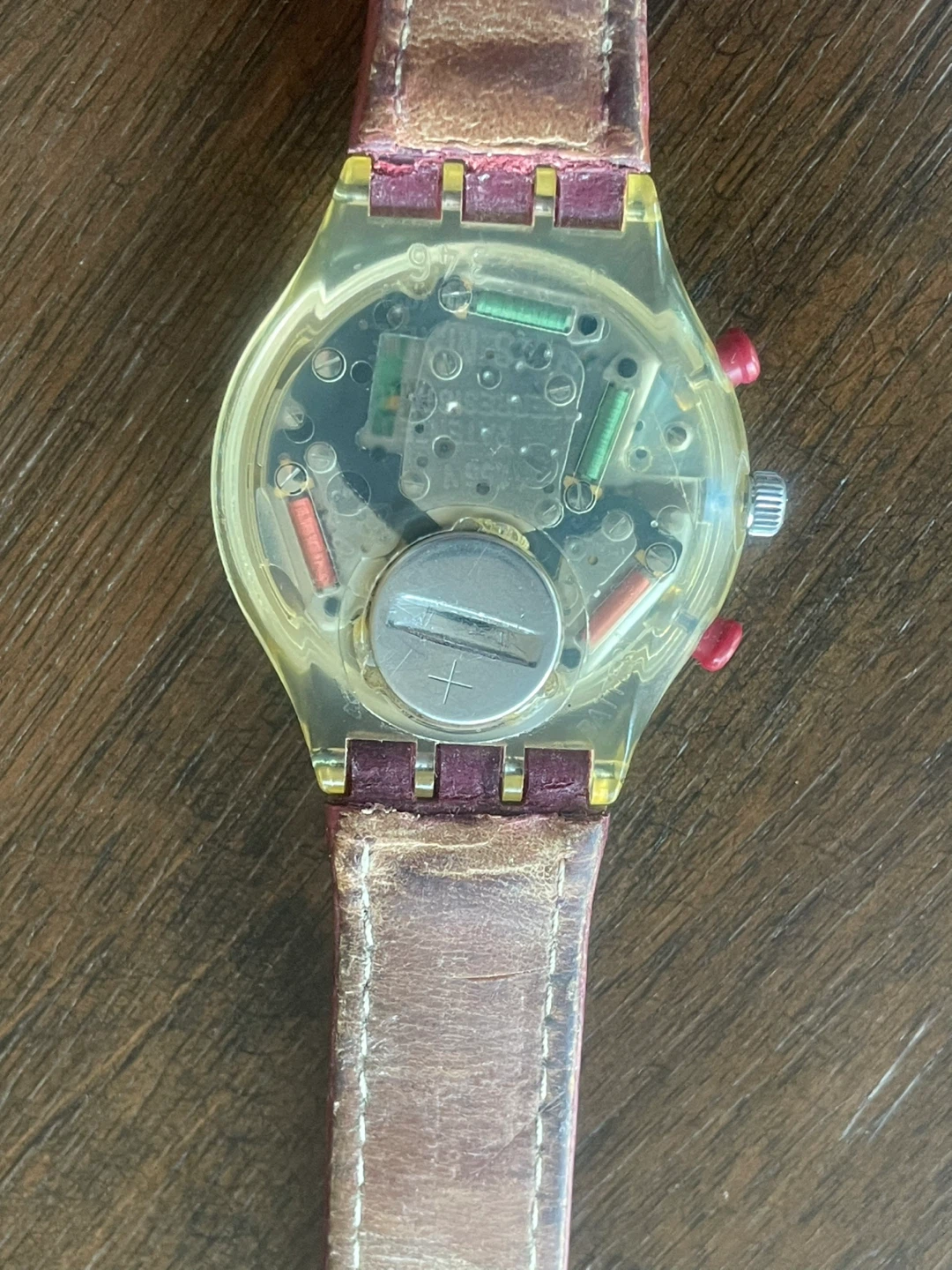 Swatch WINDMILL Chronograph Watch - Pink Leather Strap - photo 2
