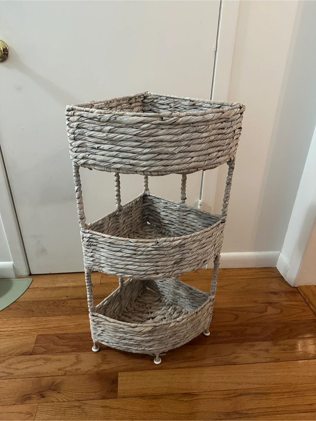 3-Tier Wicker Corner Shelf