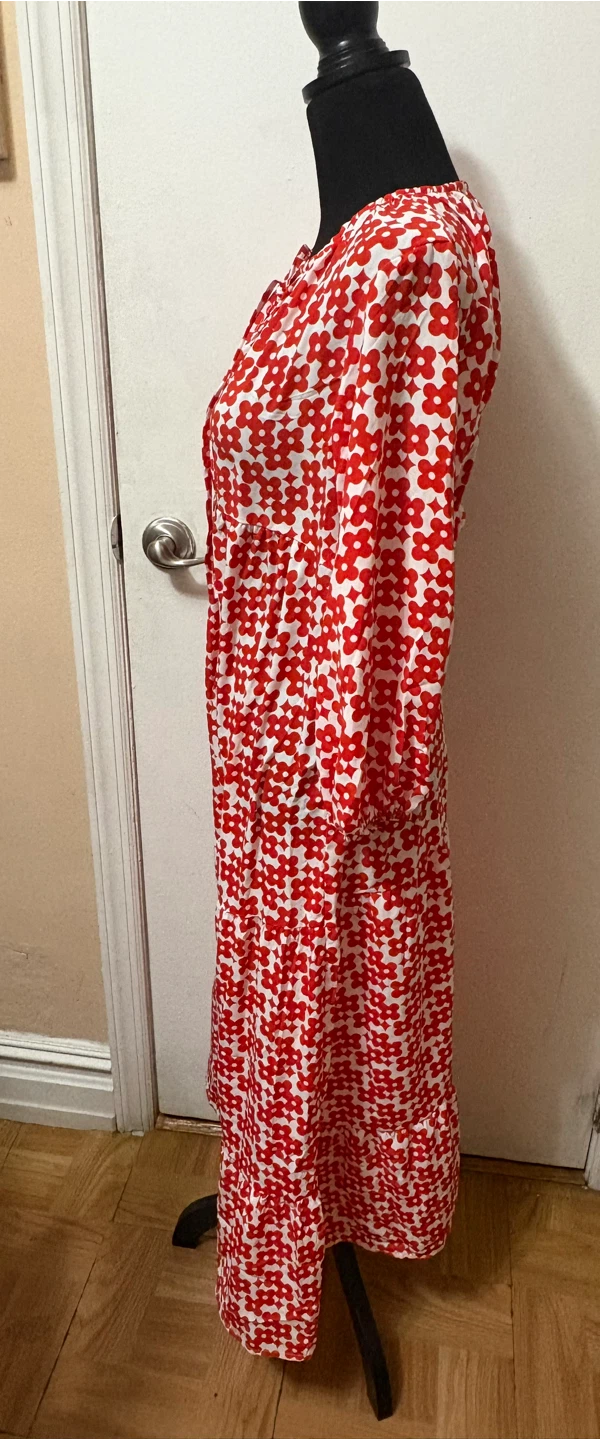 Red and White Floral Maxi Dress Size S - photo 2