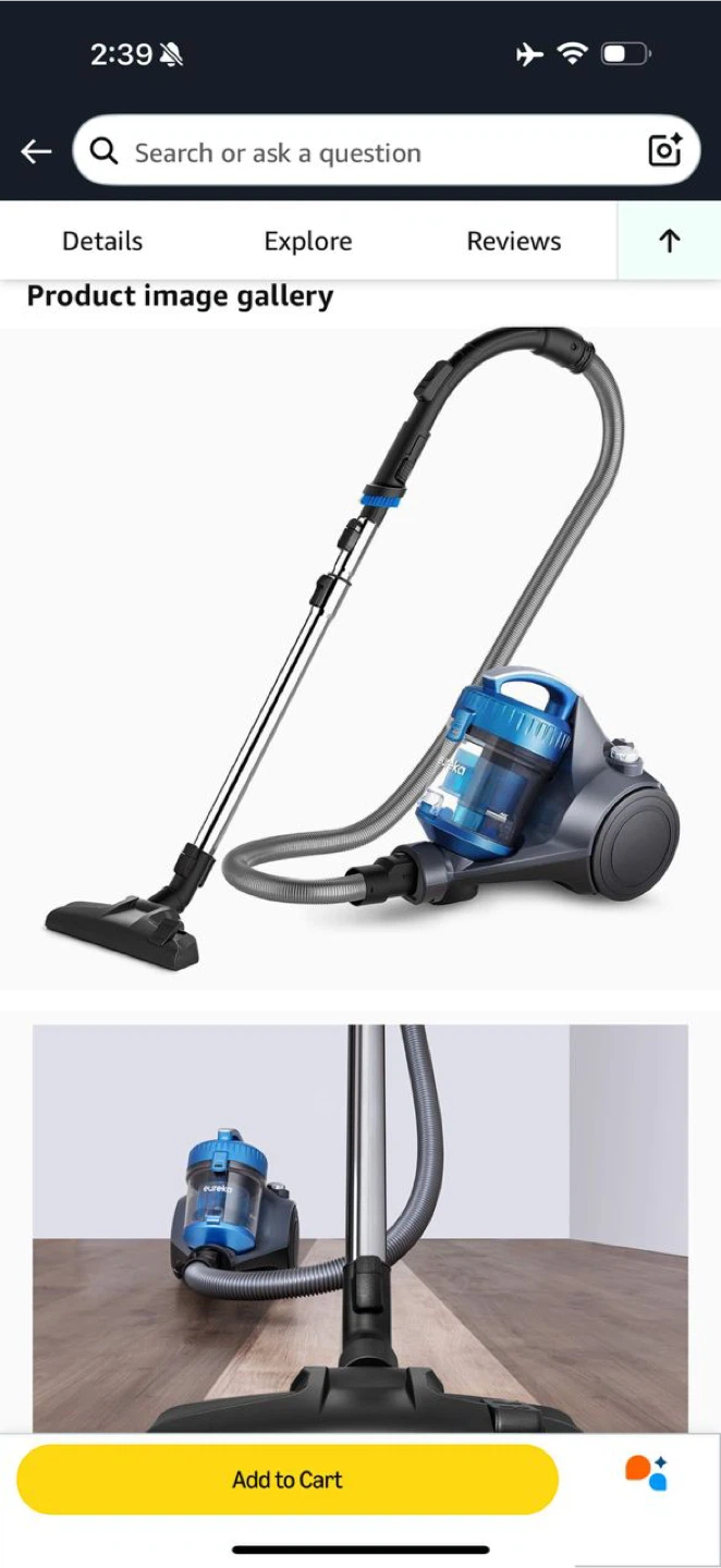 Eureka Bagless Canister Vacuum Cleaner NEN110C - Blue