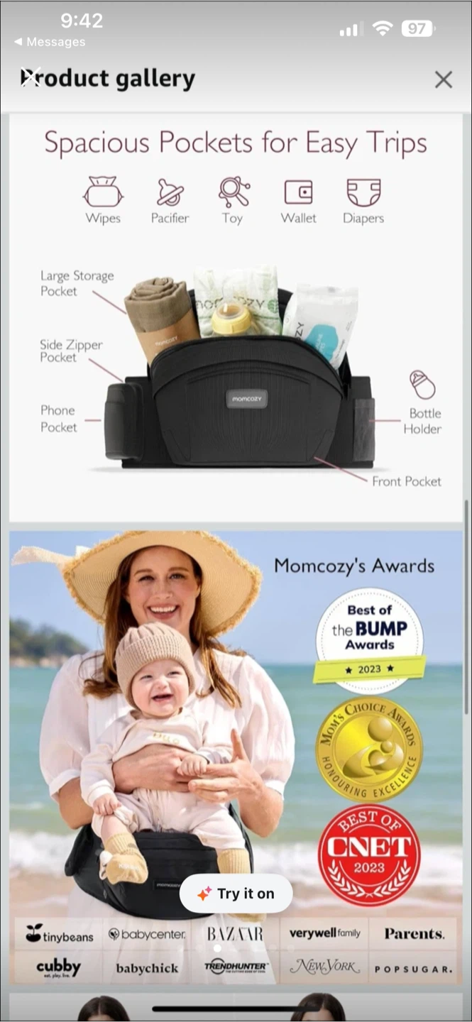 NEW! Momcozy Hip Seat Baby Carrier- black medium - photo 3