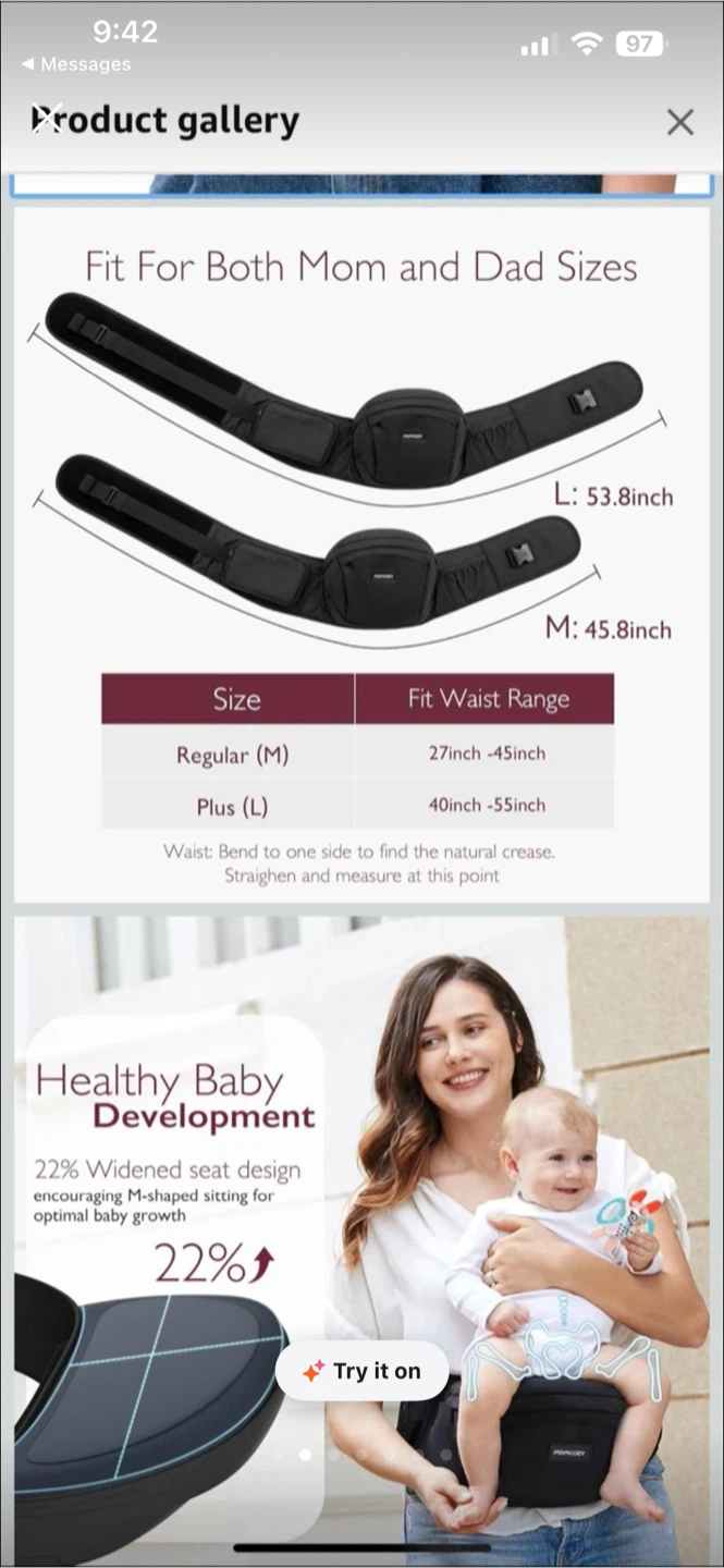 NEW! Momcozy Hip Seat Baby Carrier- black medium - photo 2