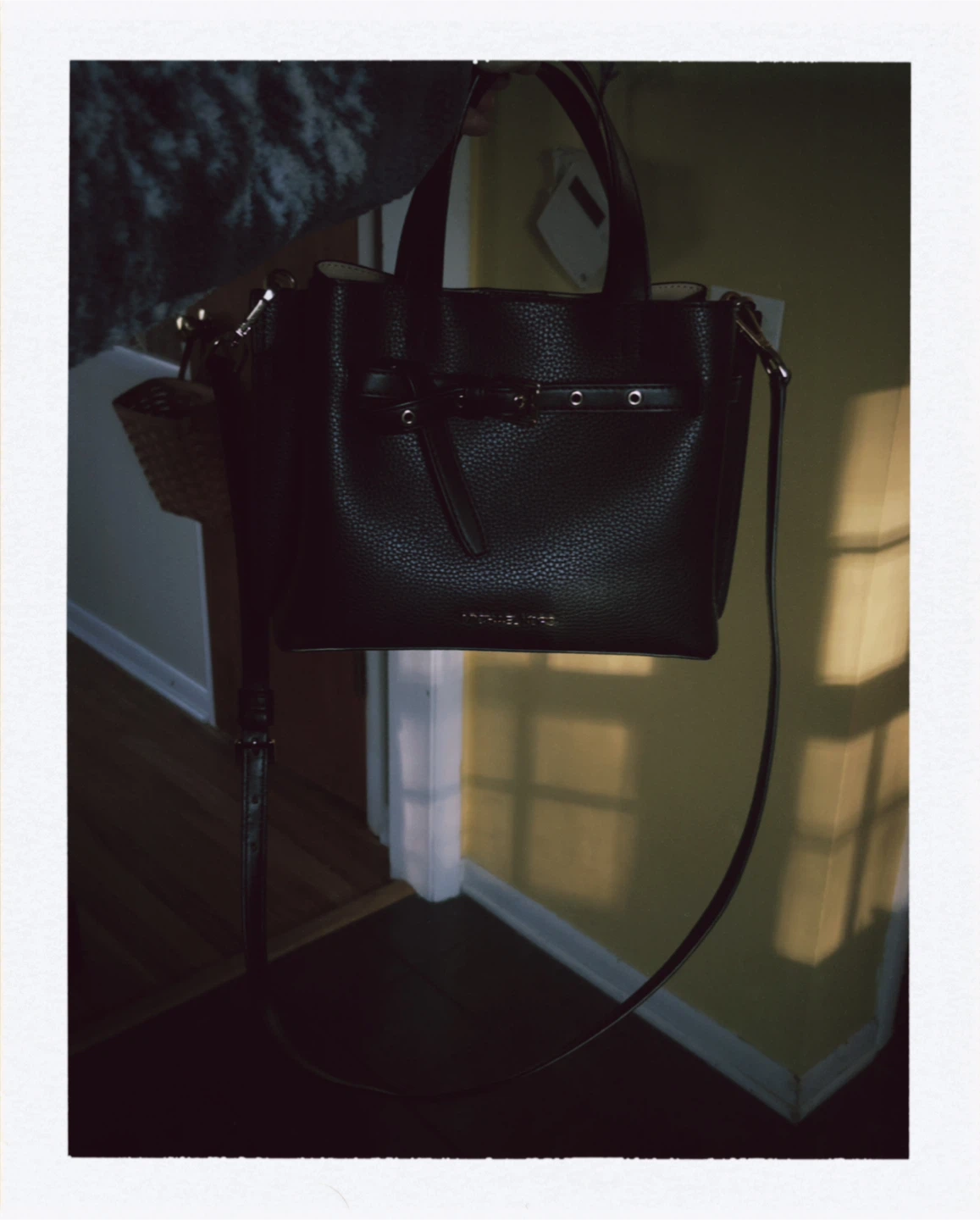 Michael Kors Black Pebbled Leather Handbag with Adjustable Strap