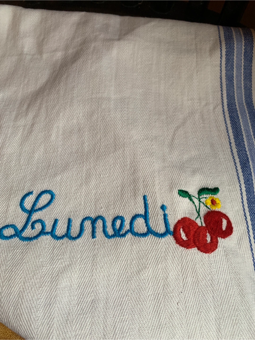 Vintage Embroidered Cherries Italian Tea Towel - photo 2