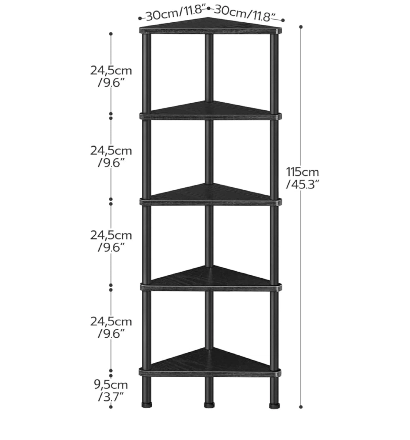 5-Tier Black Corner Shelf Unit - photo 5