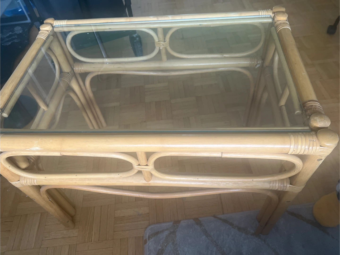 Rattan and Glass Coffee Table - photo 2