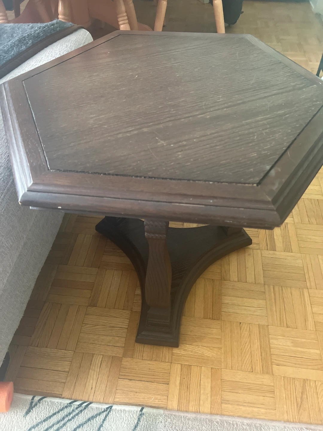 Hexagonal Wood Side Table - photo 2