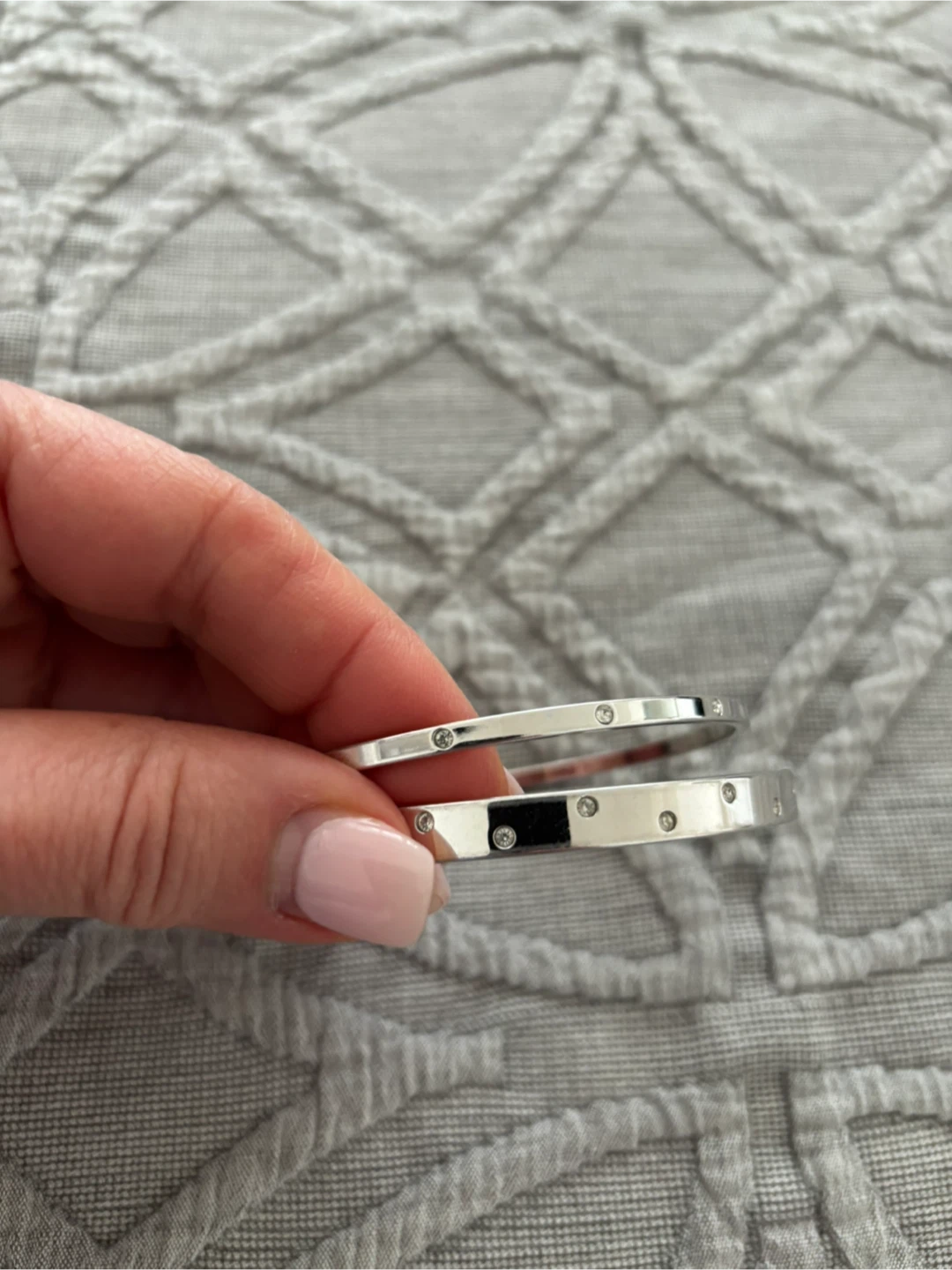 Swarovski Silver Bangle Bracelets with Rhinestones Set - photo 2