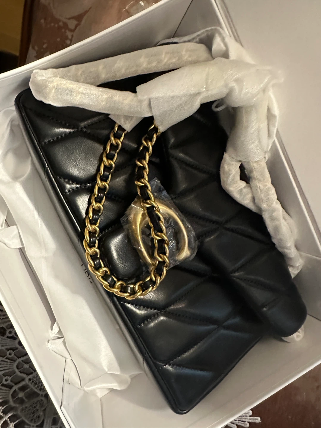 Coach Black Quilted Leather Chain Shoulder Bag