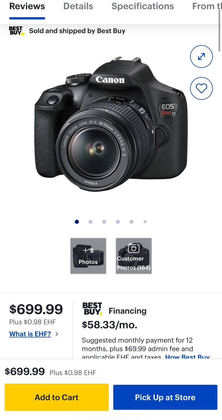 Canon EOS Rebel T7 DSLR Camera with 18-55mm Lens - photo 2