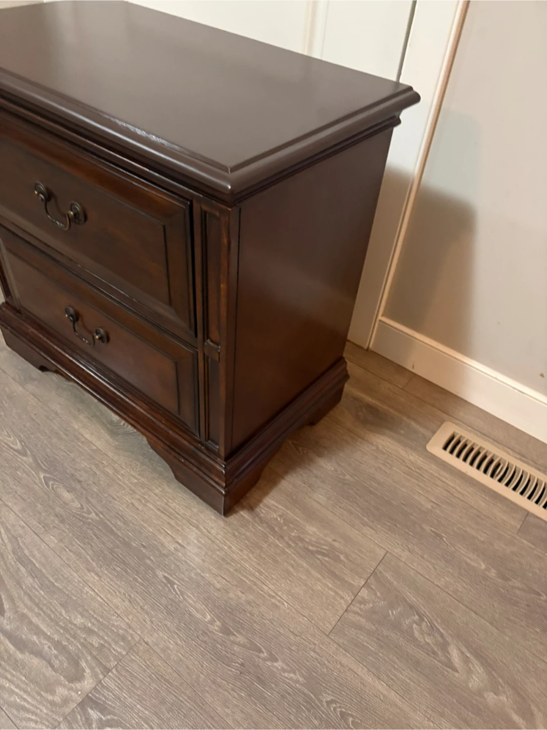 Dark Wood 2-Drawer Nightstand - photo 3