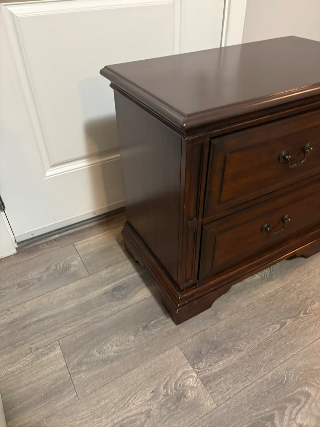 Dark Wood 2-Drawer Nightstand - photo 2