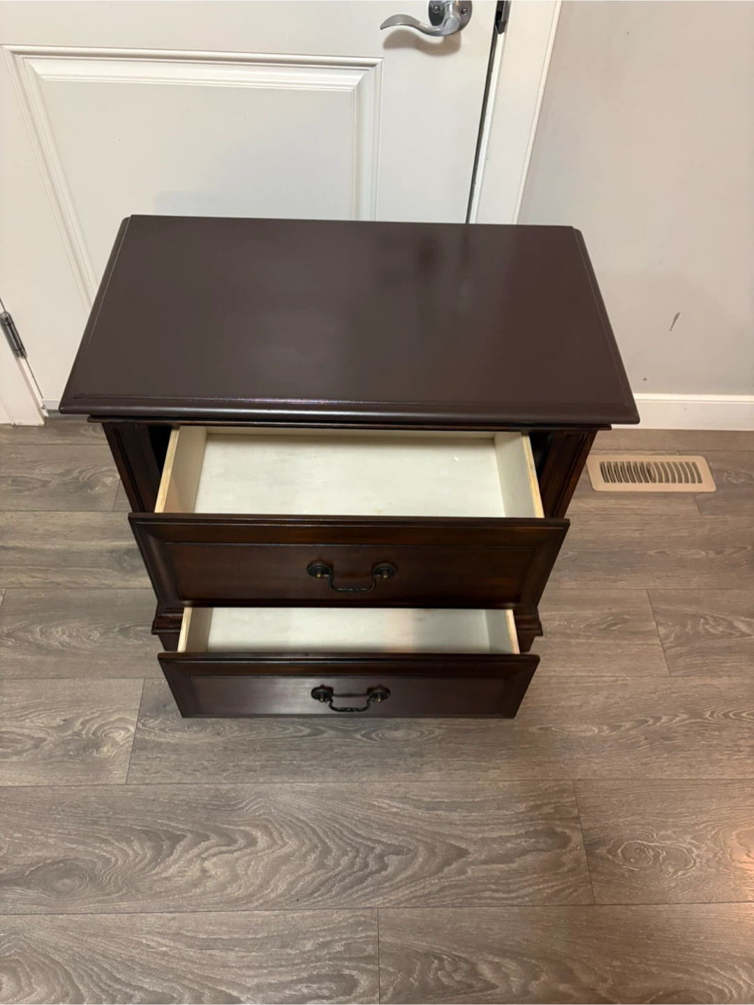 Dark Wood 2-Drawer Nightstand - photo 5