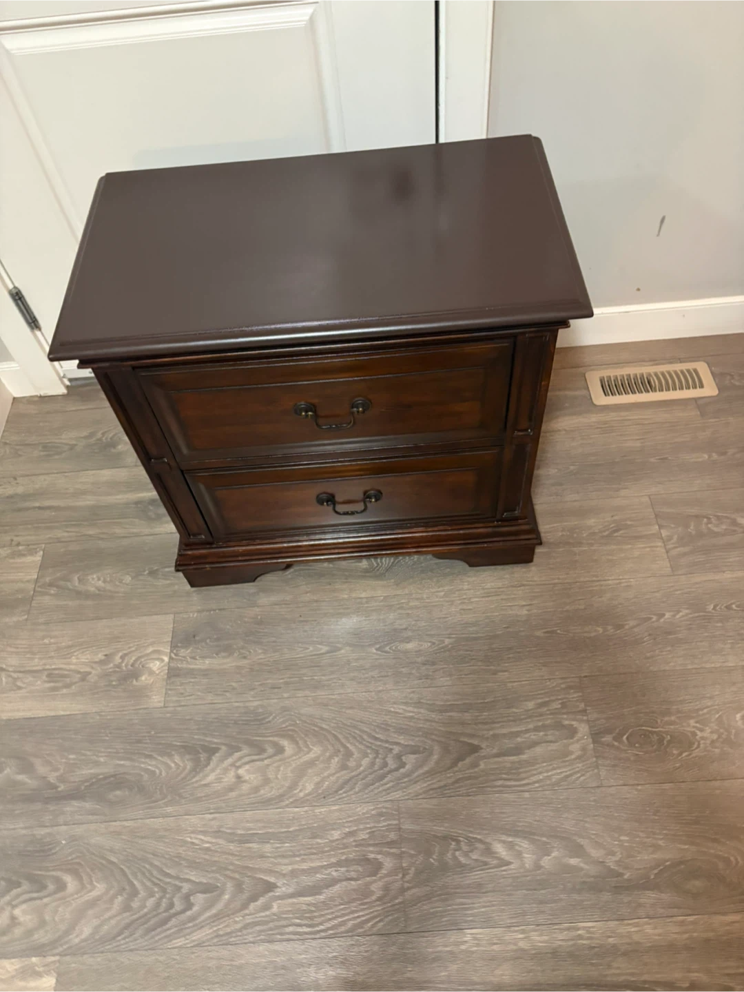 Dark Wood 2-Drawer Nightstand - photo 4