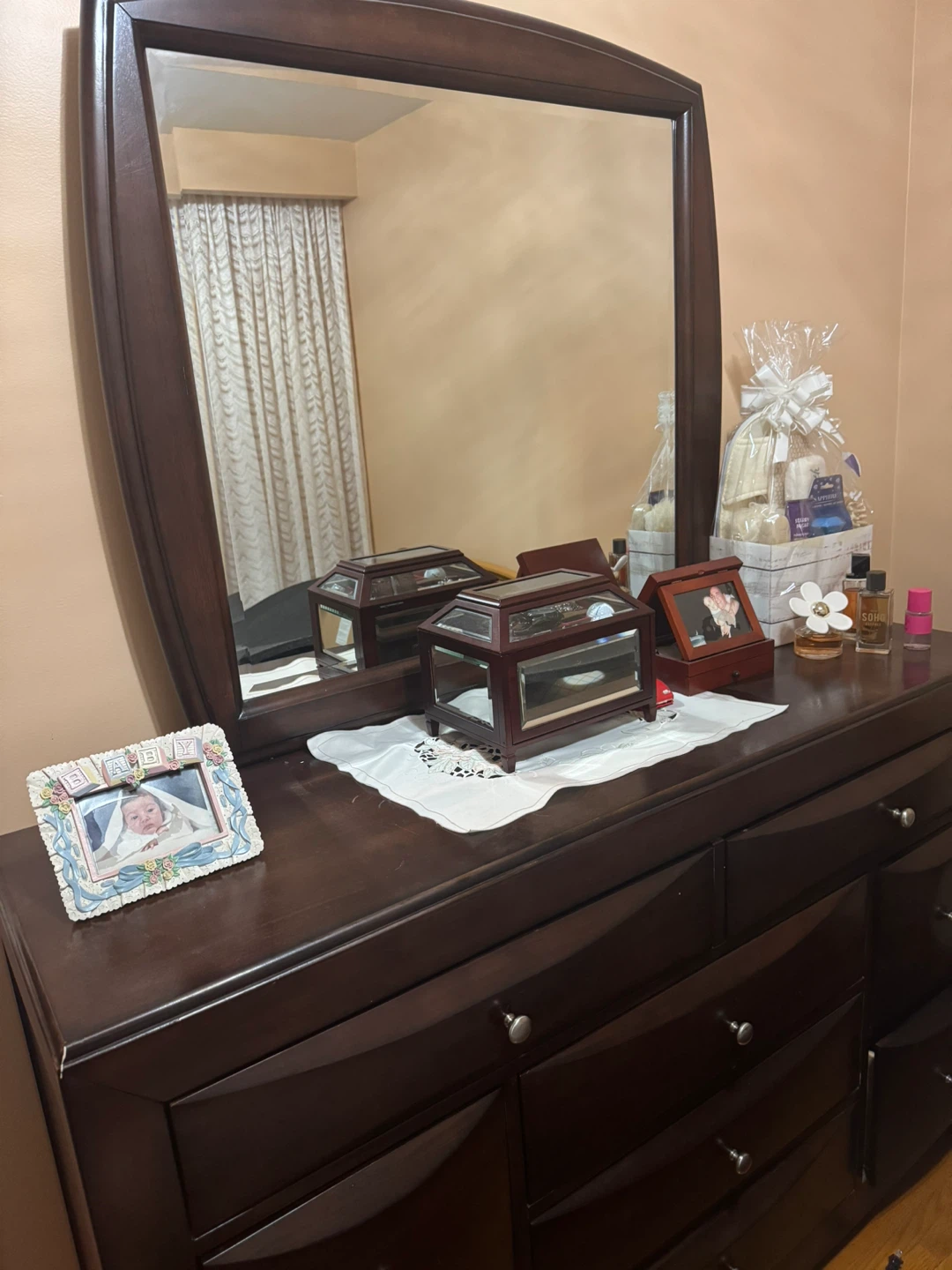 Dark Wood Dresser with Mirror - photo 2