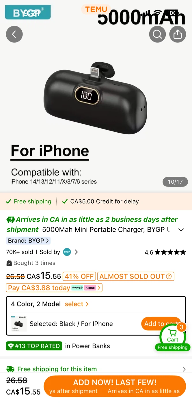 5000mAh Mini Portable Charger for iPhone 14 and older versions - photo 2