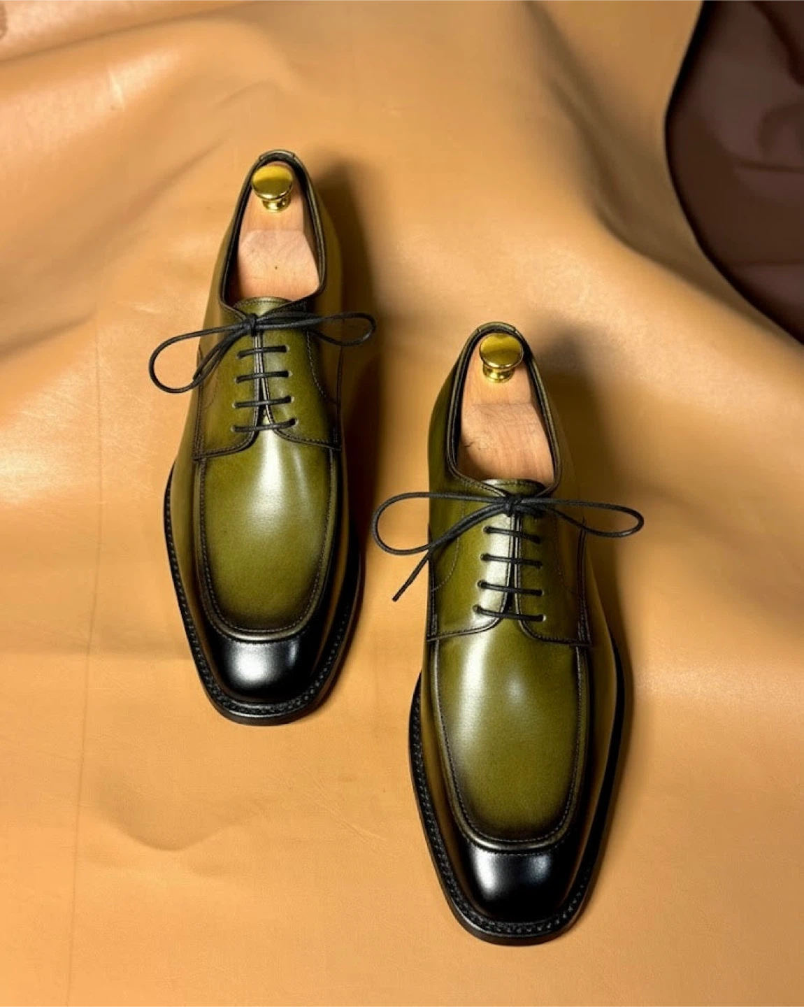 Men's Green Leather Oxford Dress Shoes - photo 3