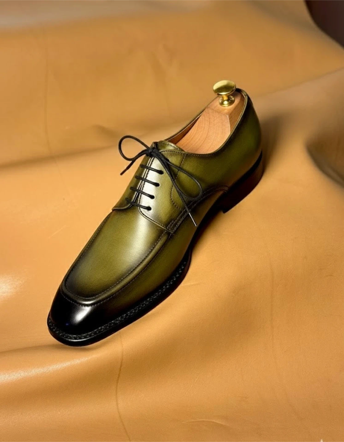 Men's Green Leather Oxford Dress Shoes - photo 2