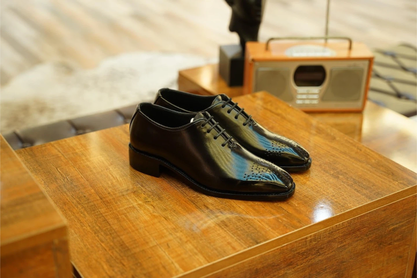 Black Cap Toe Oxford Dress Shoes