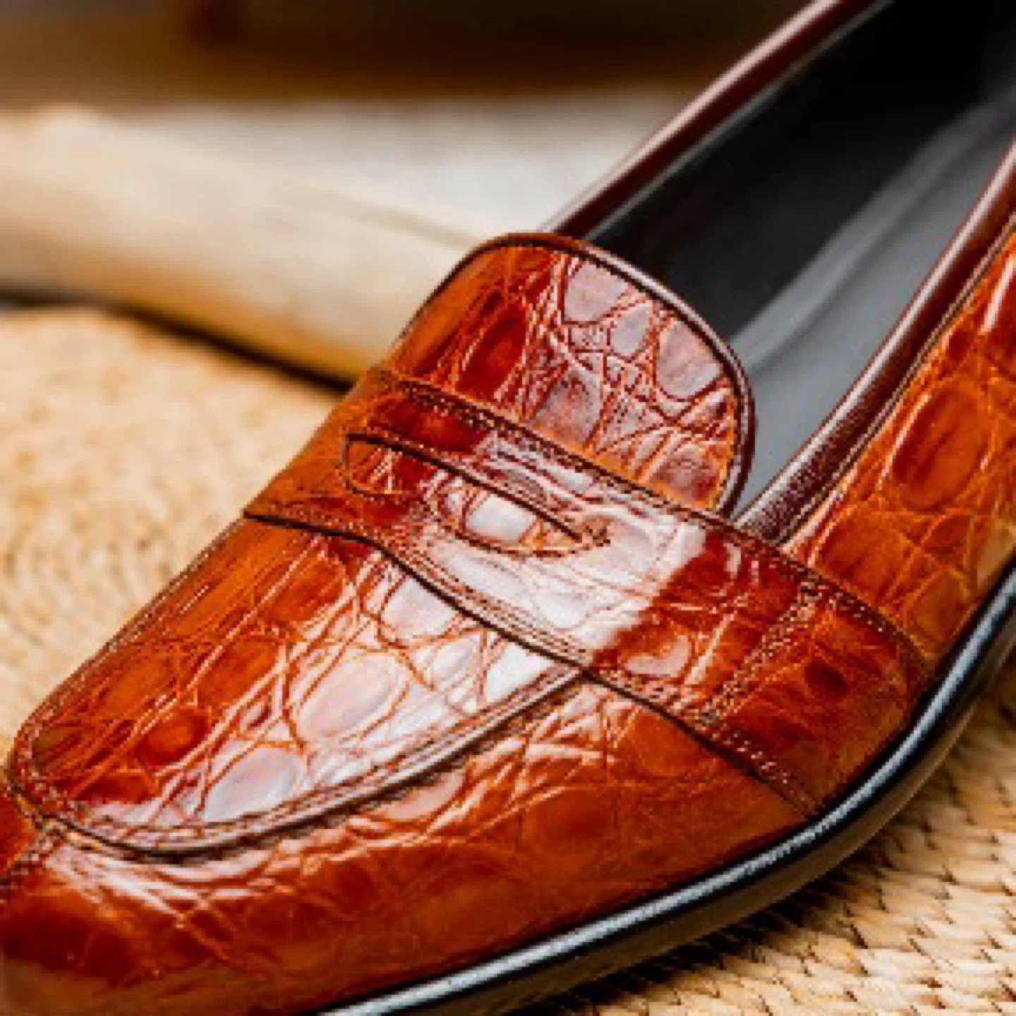 Brown Crocodile Embossed Leather Loafers - photo 2
