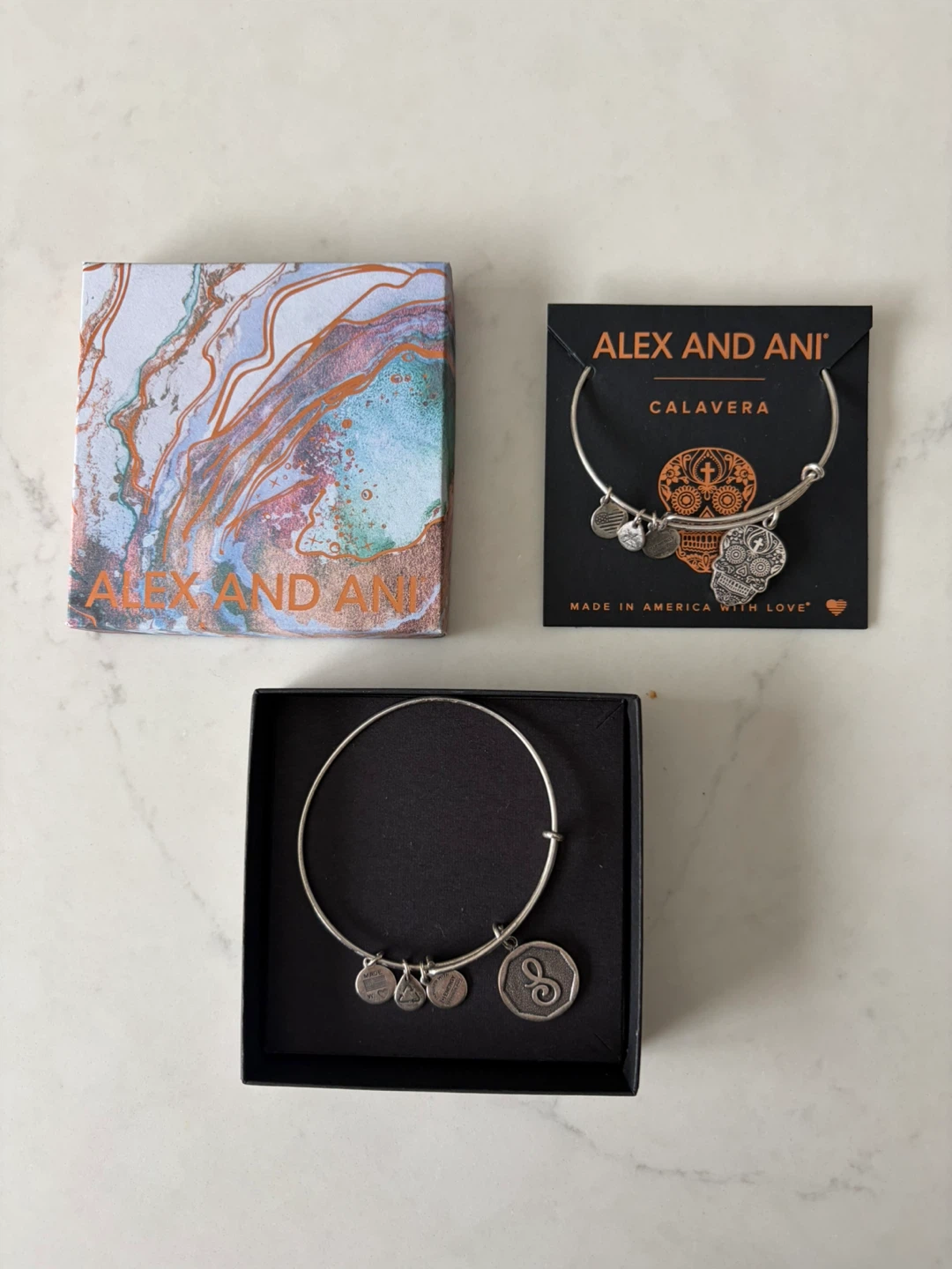 Alex and Ani Calavera Skull Charm Bangle Bracelet