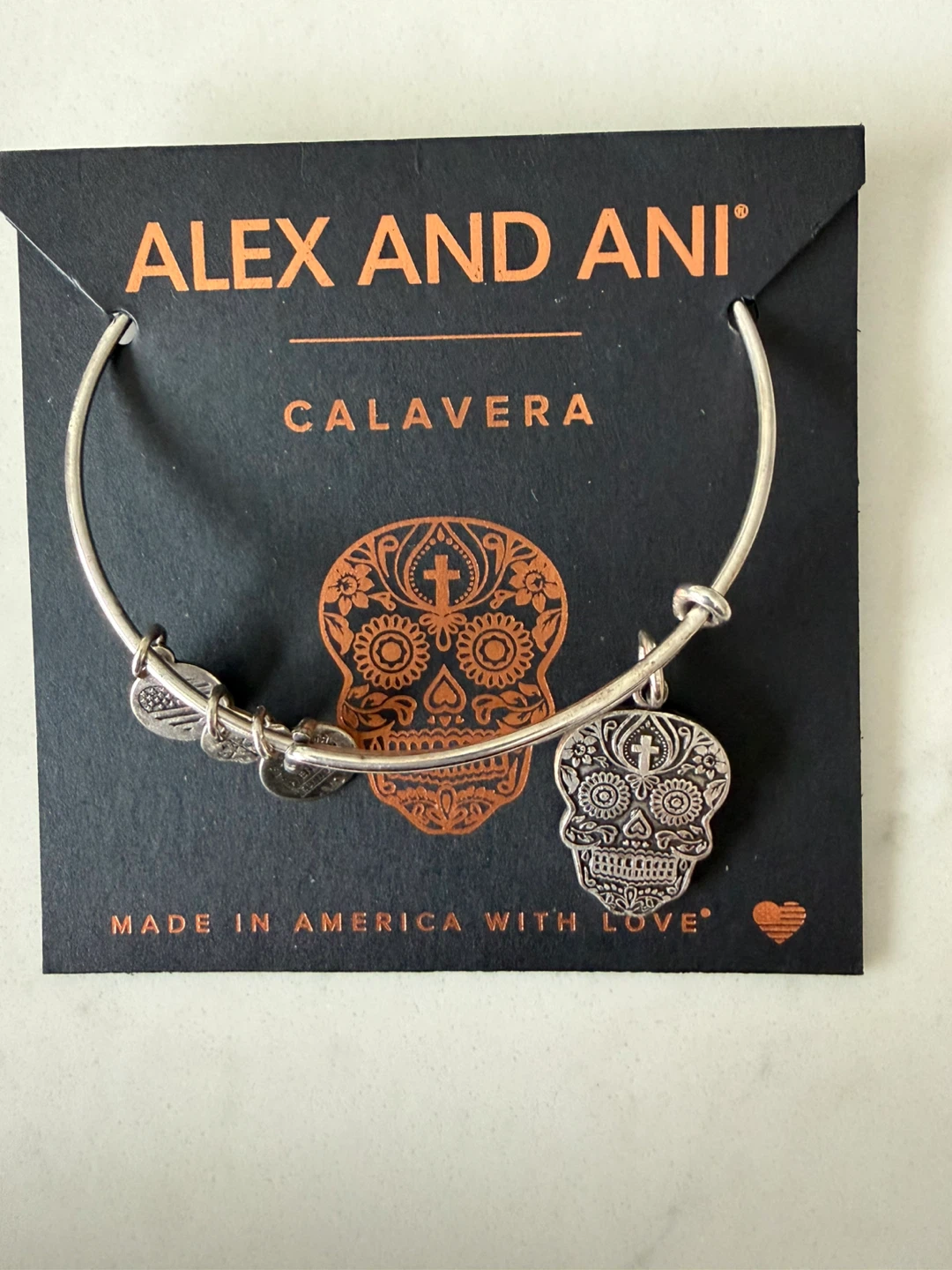 Alex and Ani Calavera Skull Charm Bangle Bracelet - photo 2