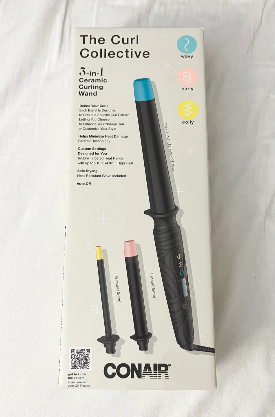 Conair The Curl Collective 3-in-1 Ceramic Curling Wand Set