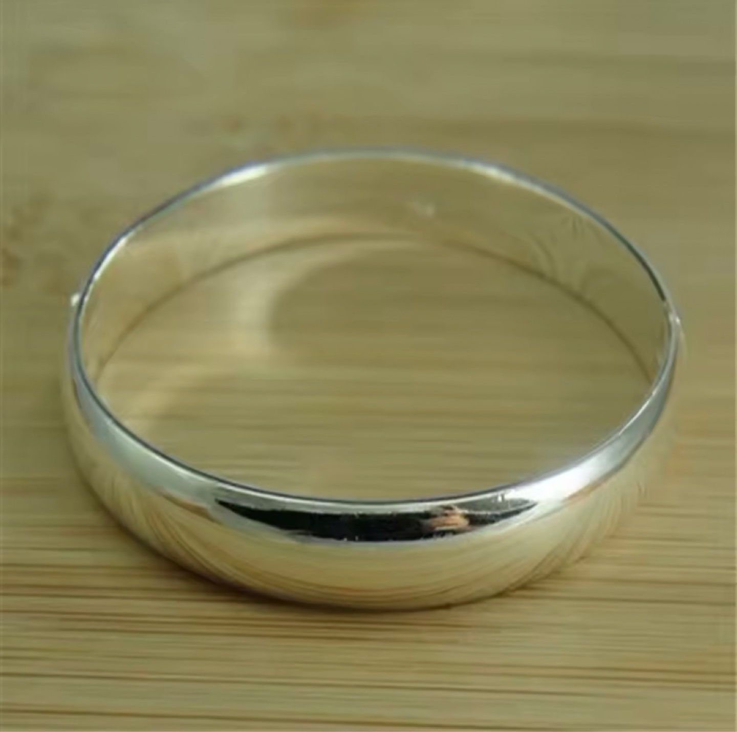 Simple 925sterling silver bracelet classic glossy open bangle. - photo 2