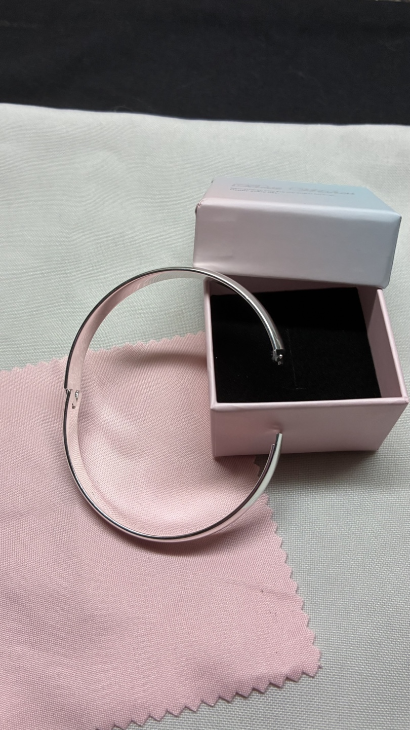 Simple 925sterling silver bracelet classic glossy open bangle. - photo 4