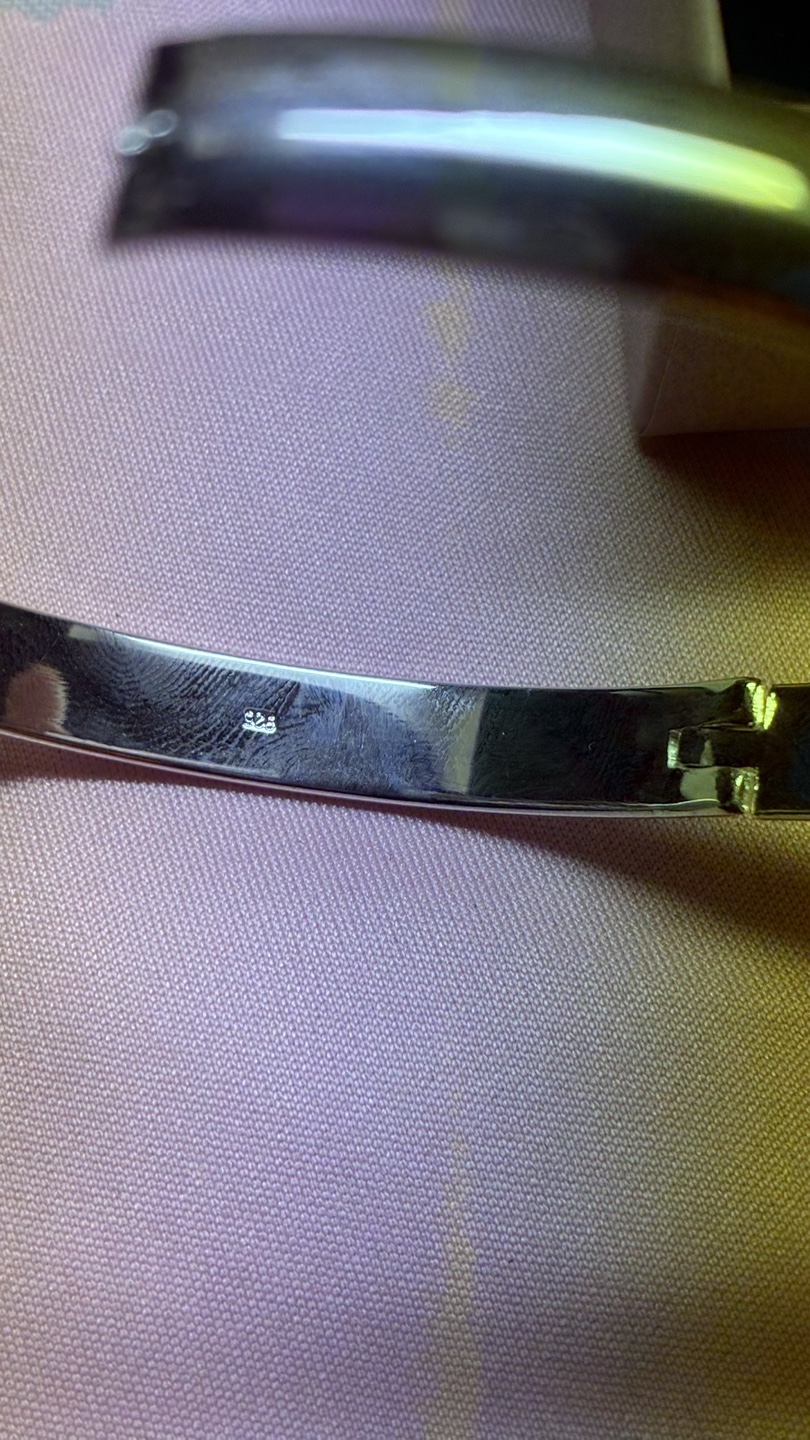 Simple 925sterling silver bracelet classic glossy open bangle. - photo 5