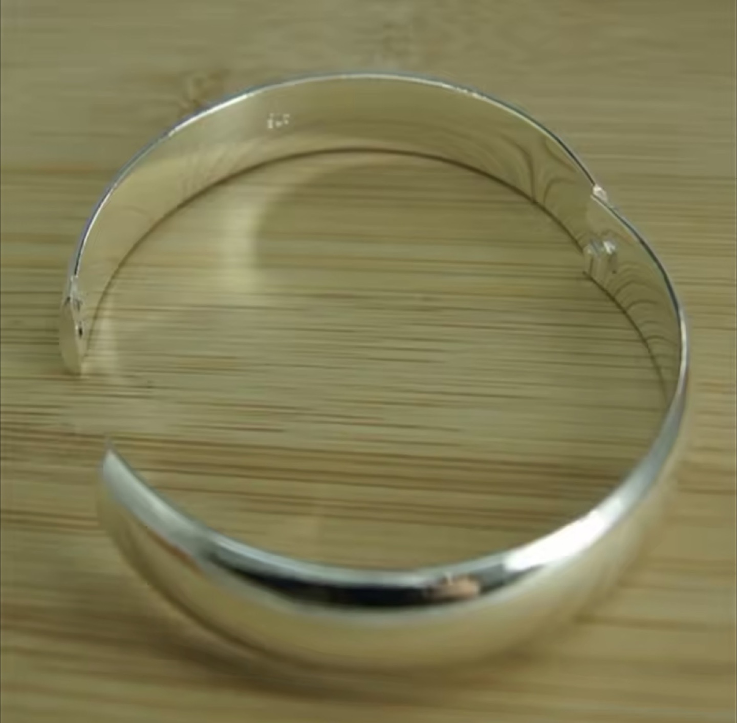 Simple 925sterling silver bracelet classic glossy open bangle. - photo 3