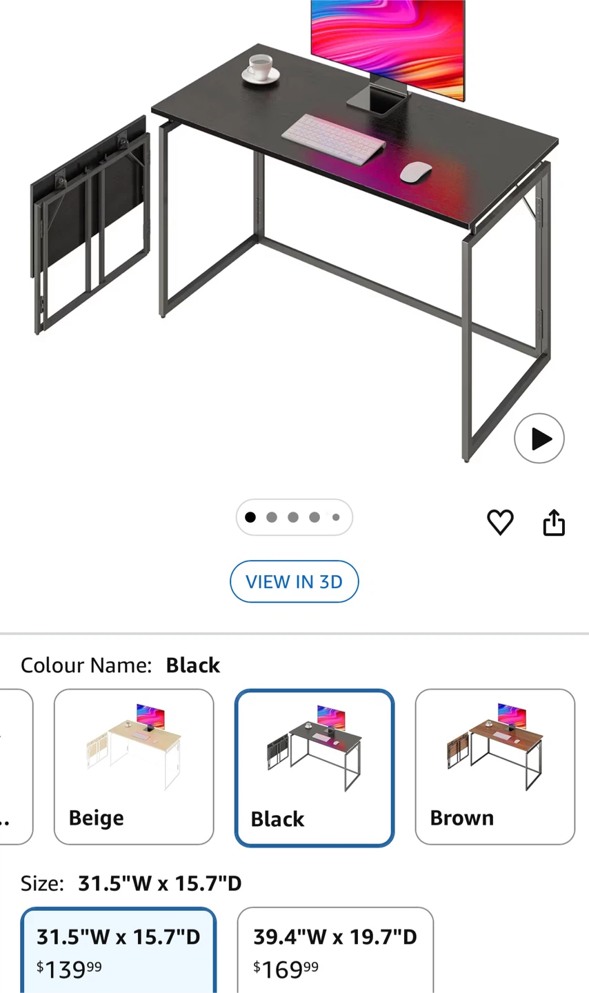 Alawooder Folding Desk - Black, 31.5 Inch - photo 3