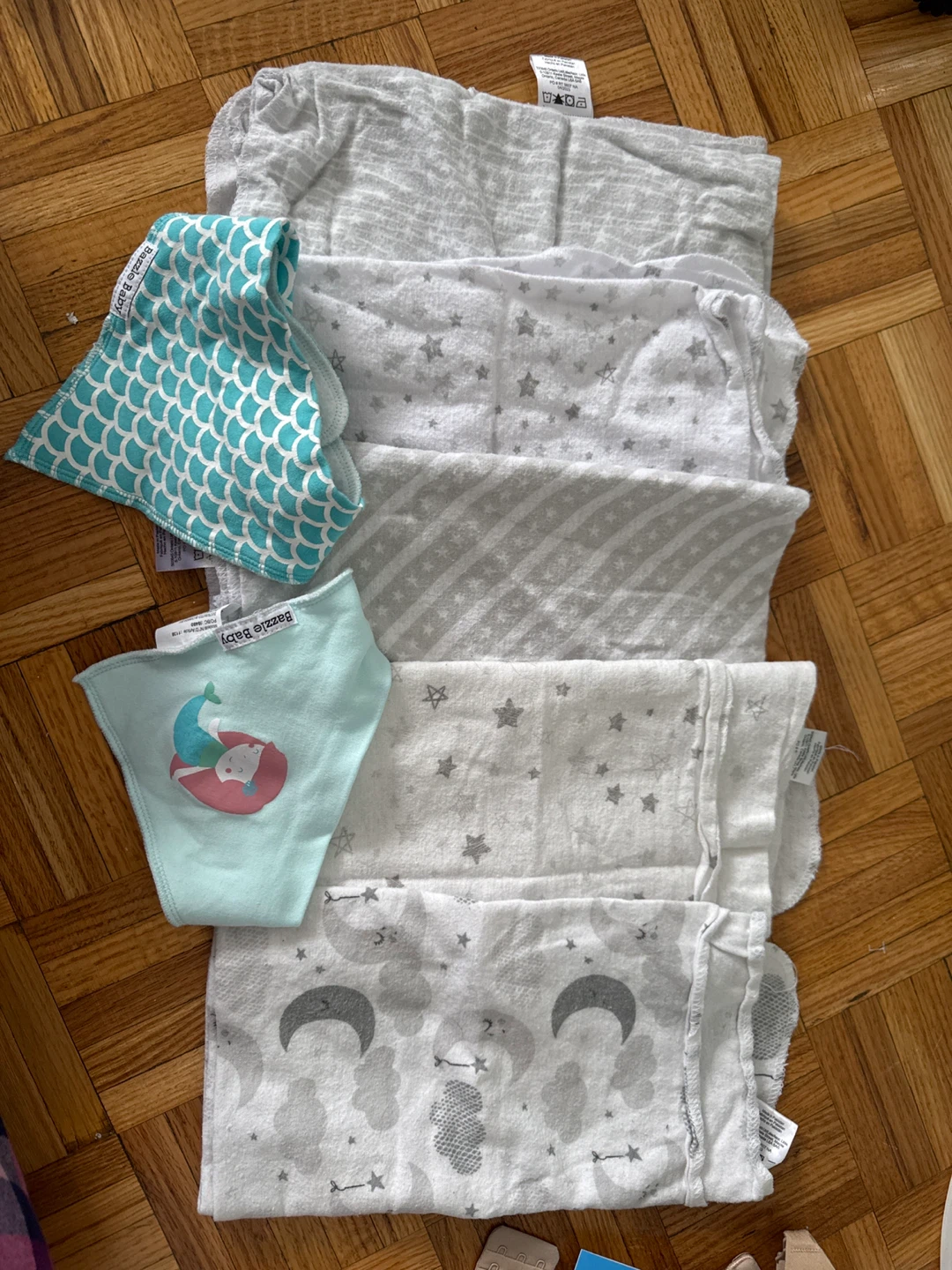 FREE! Baby Burp Cloths/blankets & Bazzle Bibs Set