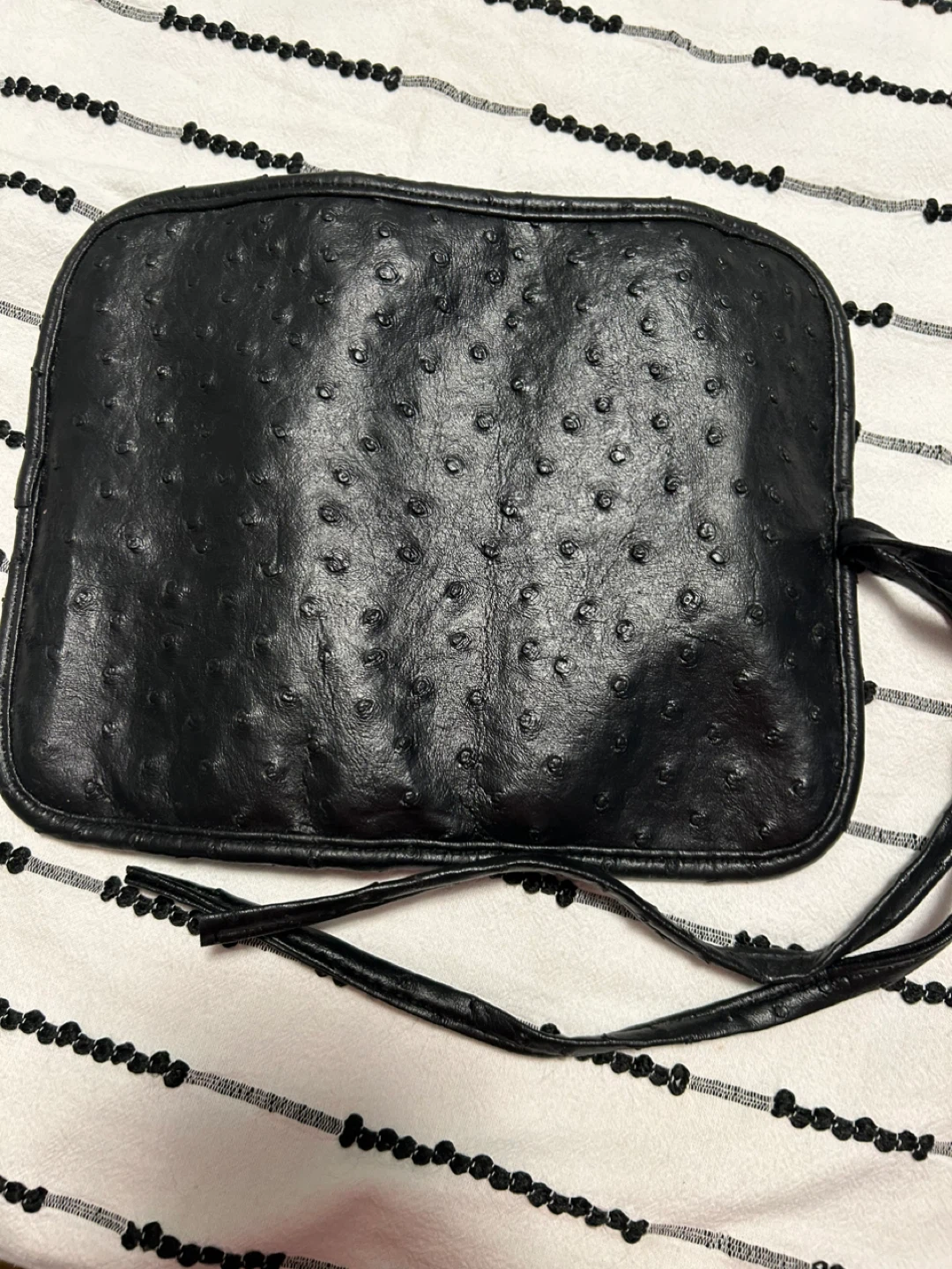 Makeup Brush Set with Black Faux Ostrich Leather Roll-Up Case - photo 4