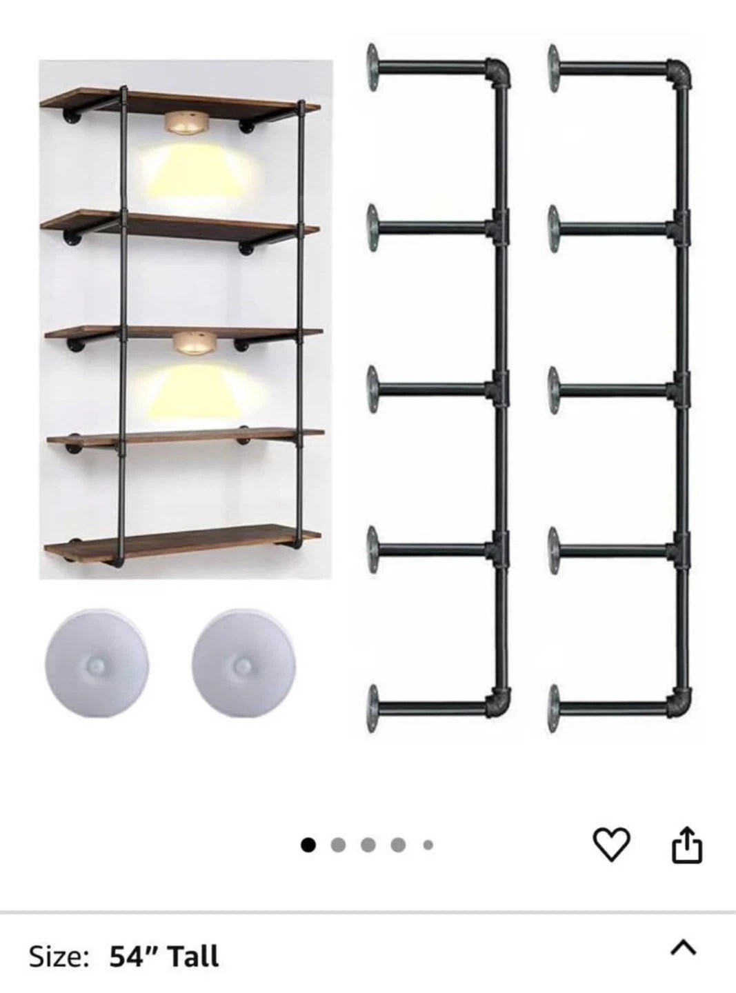 Industrial Pipe Shelf Brackets - Black Metal - photo 3