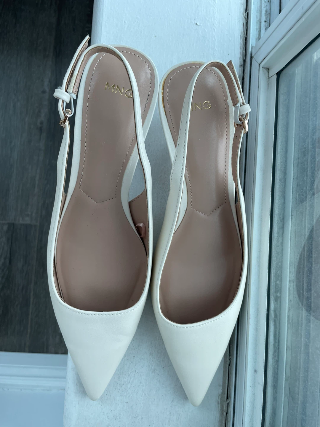MNG Cream Slingback Kitten Heels - Size 38 - photo 2