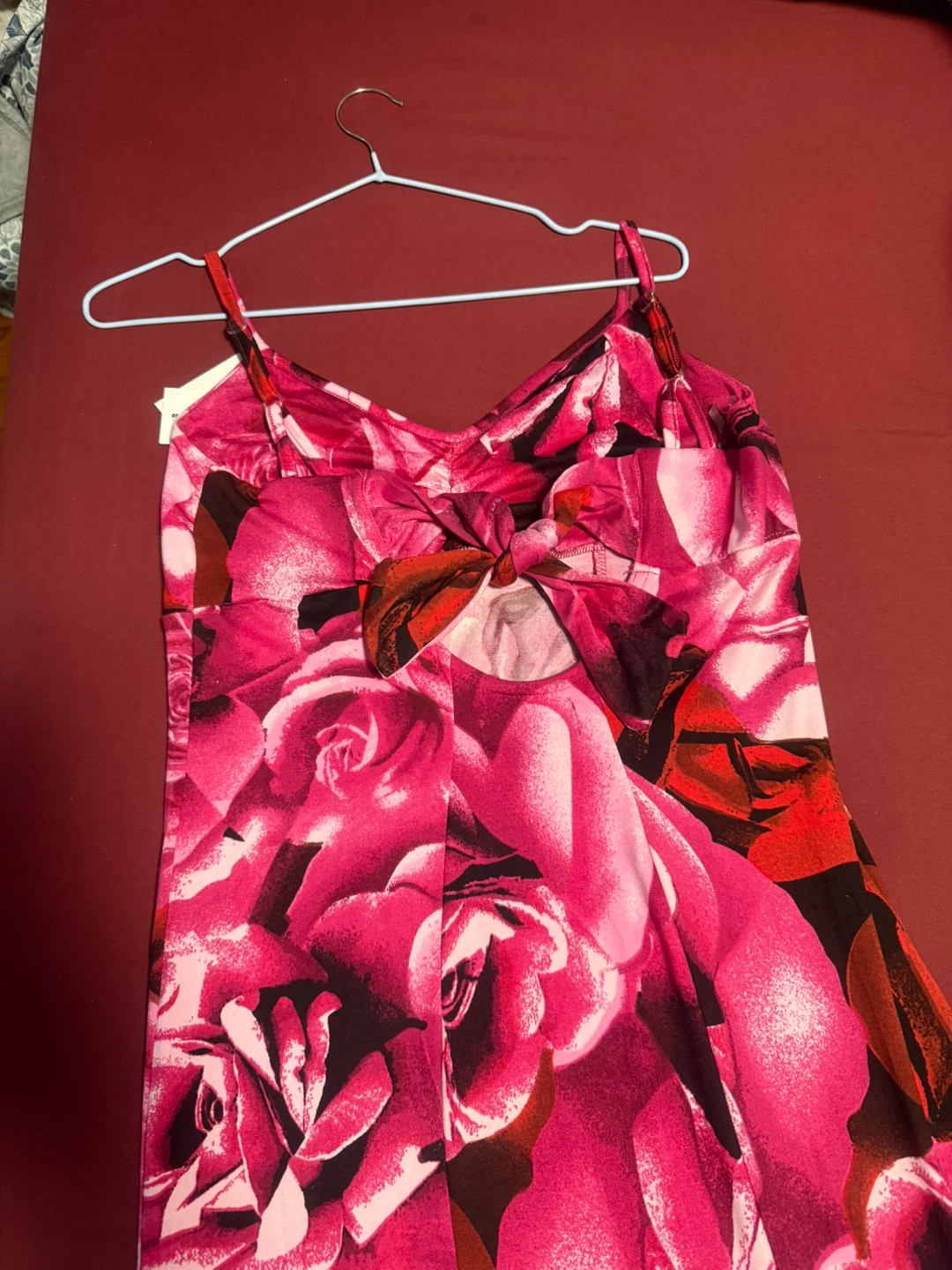 Pink Rose Print Maxi Dress