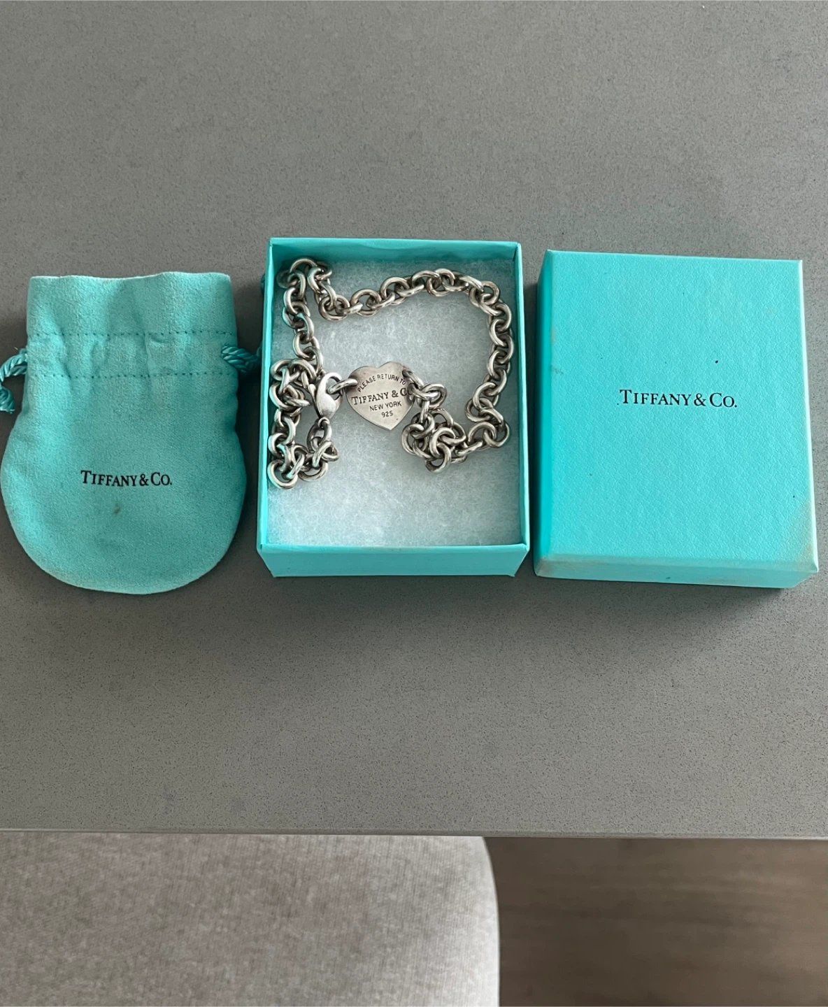 Authentic Tiffany & Co. Heart Tag Chain Link Choker